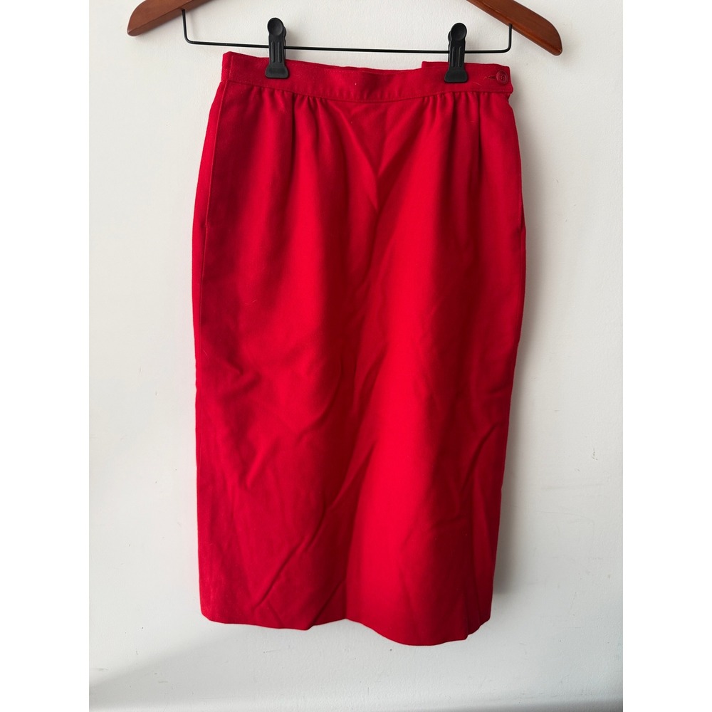 Pendleton Petite Red Virgin Wool Pencil Skirt Size 2 Made in‎ USA P553-154